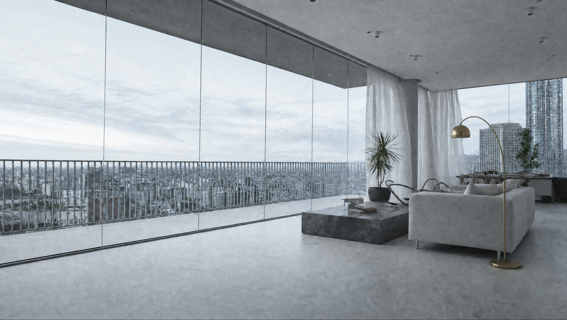 The living room at plus eighty eight in first light.